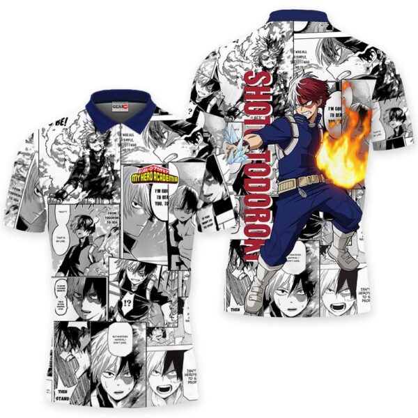 Shoto Todoroki Polo Shirt Manga Style