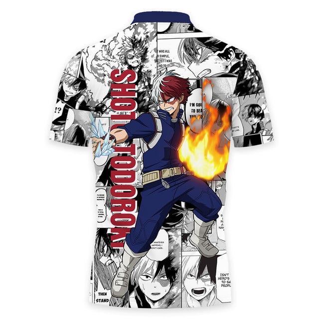 Shoto Todoroki Polo Shirt Manga Style