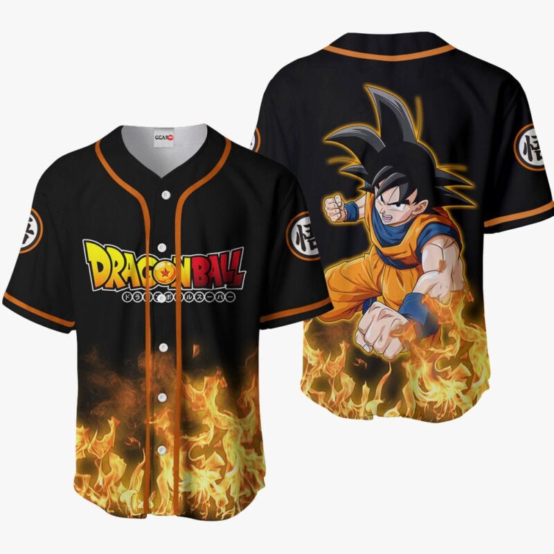 Goku Baseball Jersey Fire Styles