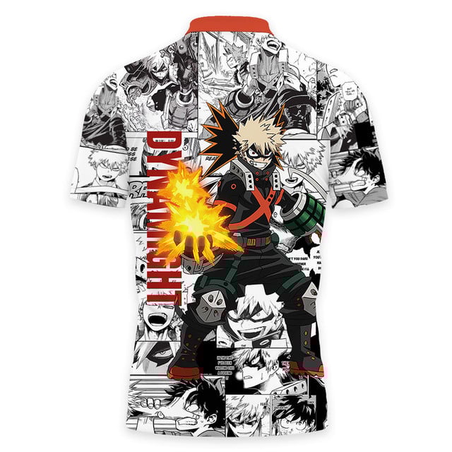 Katsuki Bakugo Polo Shirt Manga Style