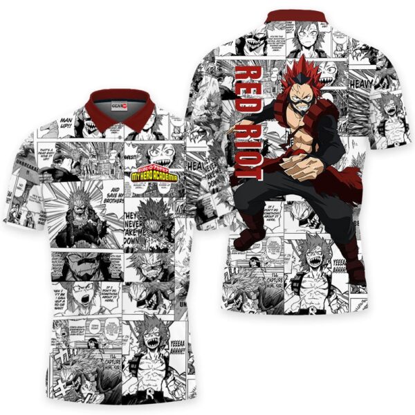 Red Riot Polo Shirt Manga Style