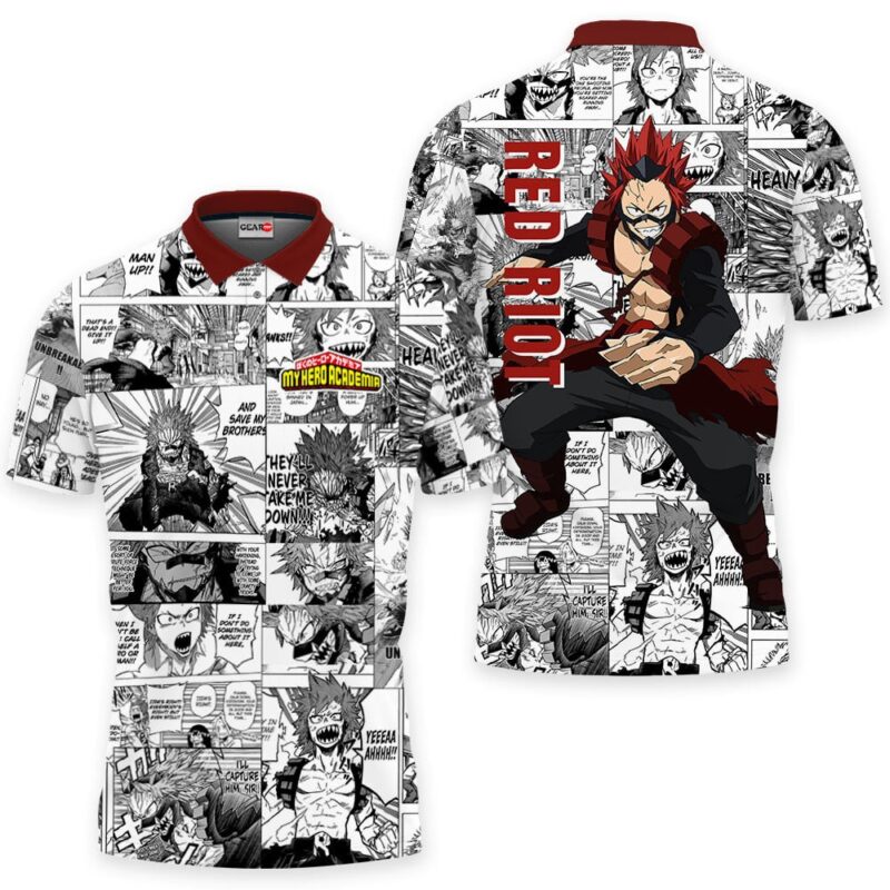 Red Riot Polo Shirt Manga Style
