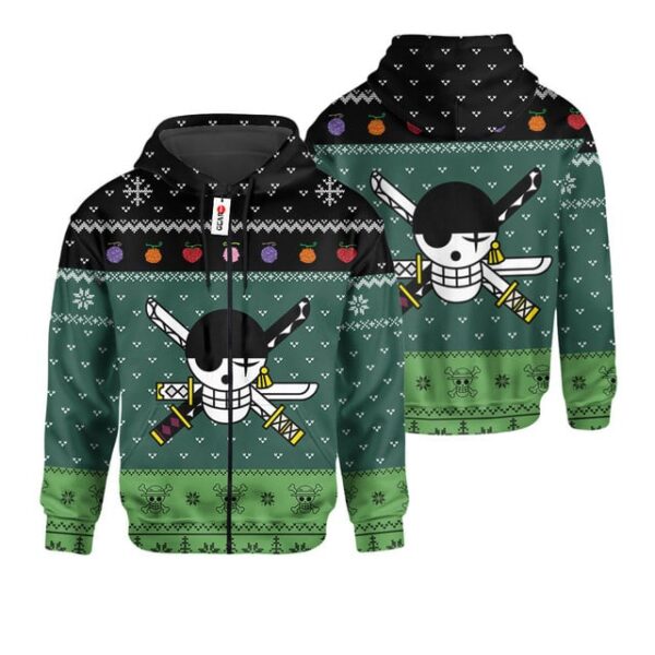Zoro Roronoa Jolly Roger Ugly Sweater Christmas Gift Premium Outerwear