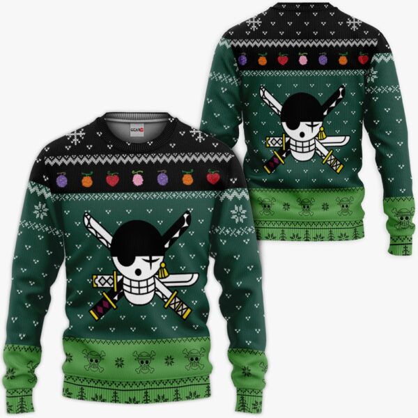 Zoro Roronoa Jolly Roger Ugly Sweater Christmas Gift Premium Outerwear