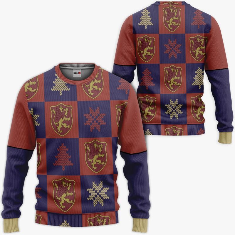 Crimson Lion Symbol Ugly Sweater Christmas Premium Outerwear Apparel