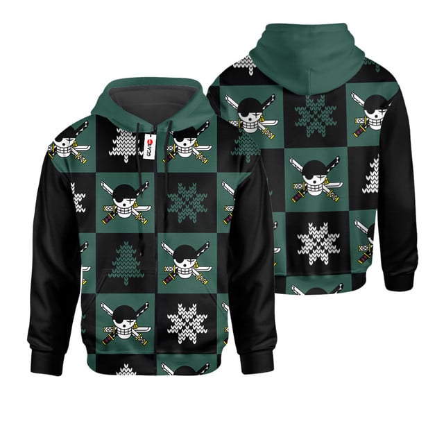 Zoro Roronoa Jolly Roger Ugly Sweater Christmas Premium Outerwear