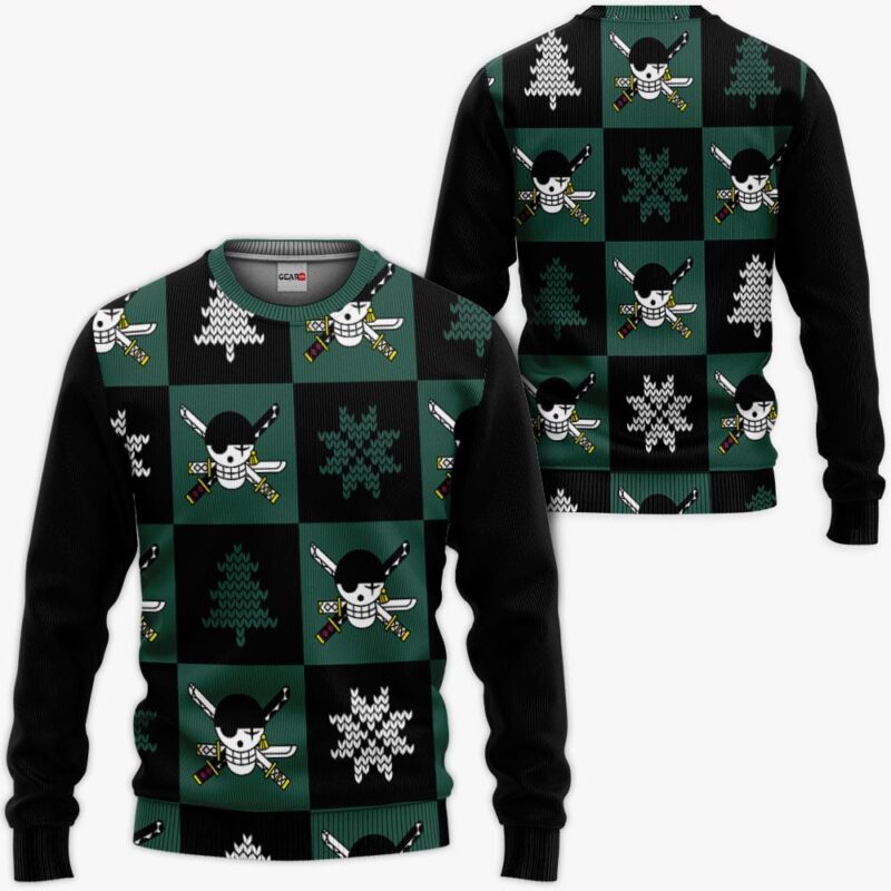 Zoro Roronoa Jolly Roger Ugly Sweater Christmas Premium Outerwear