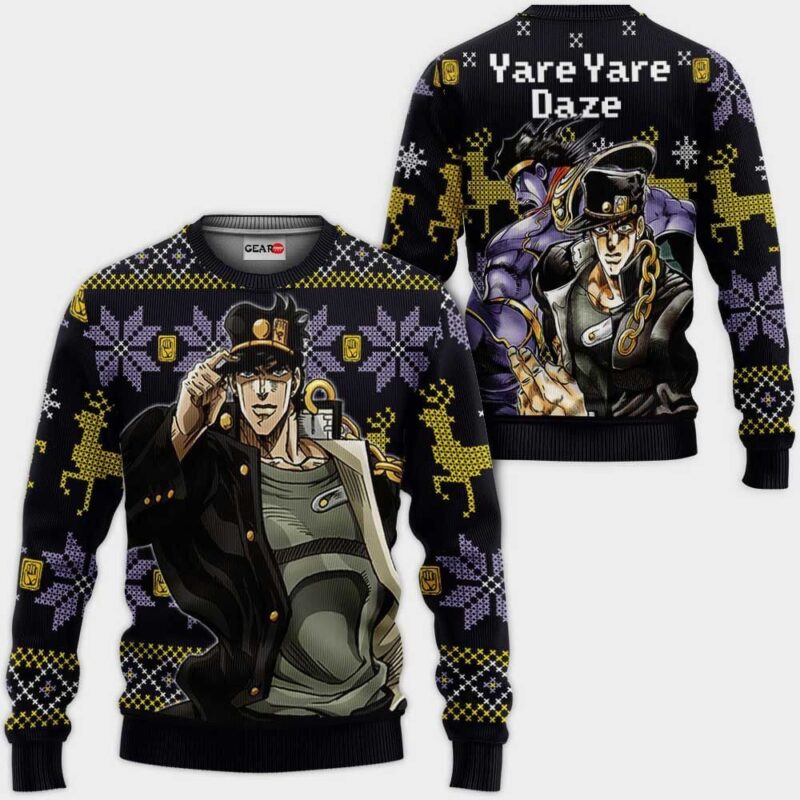 Jotaro Kujo Ugly Christmas Sweater Yare Yare Daze jj's Xmas Gifts