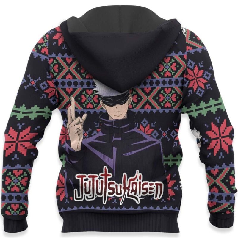 Satoru Gojo Hand Pose Ugly Christmas Style - Premium Outerwear