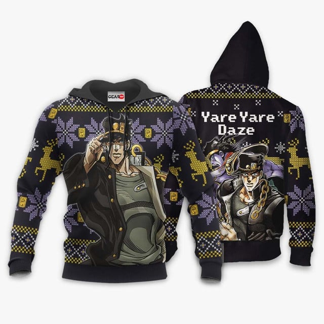 Jotaro Kujo Ugly Christmas Sweater Yare Yare Daze jj's Xmas Gifts
