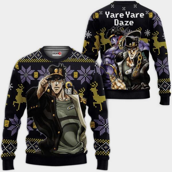 Jotaro Kujo Ugly Christmas Sweater Yare Yare Daze jj's Xmas Gifts
