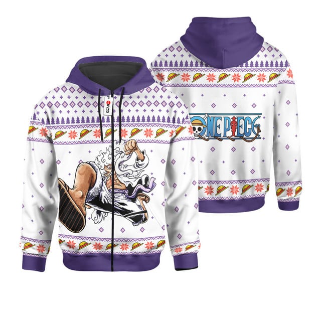 Luffy Gear 5 White Ugly Christmas Sweater VA1808