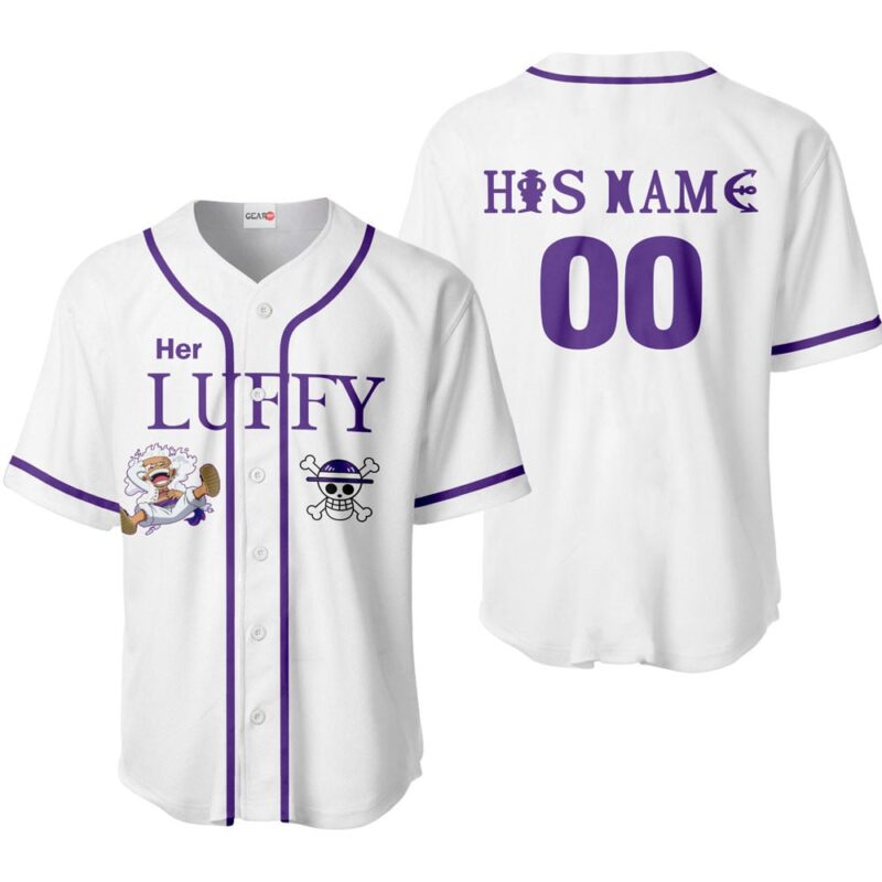 Her Luffy Gear 5 Baseball Jersey Custom Name