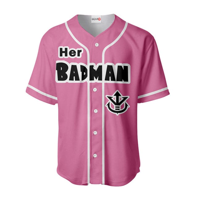 Her Badman Vegeta Pink Baseball Jersey Custom Name