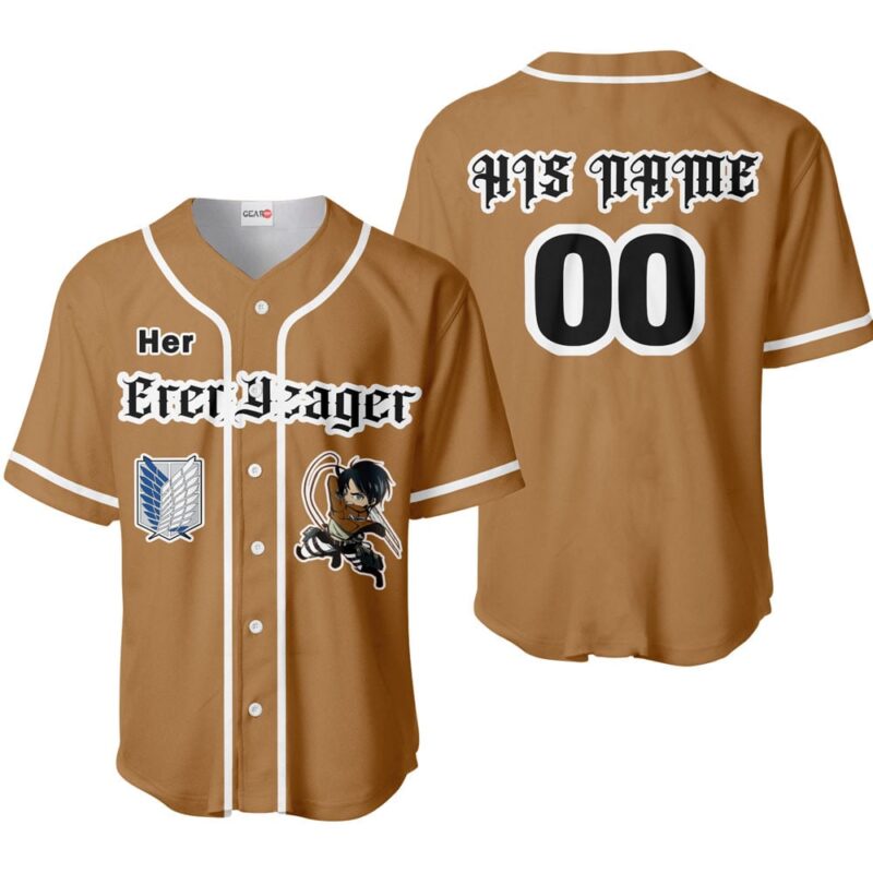 Her Eren Yeager Baseball Jersey Custom Name
