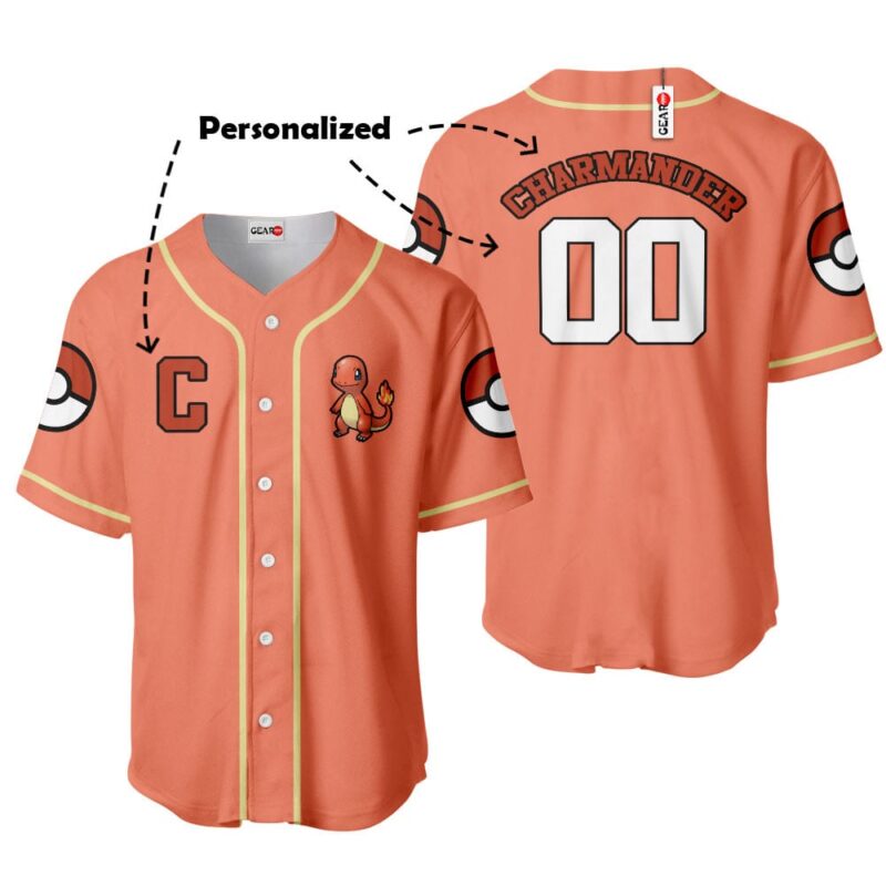 Charmander Baseball Jersey Personalized Edition