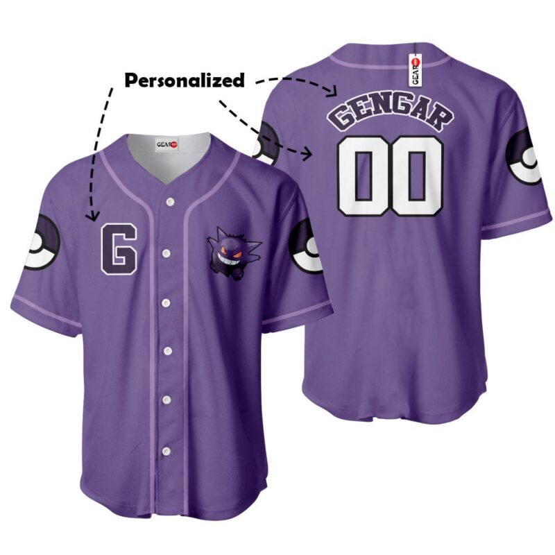 Gengar Baseball Jersey Personalized Edition