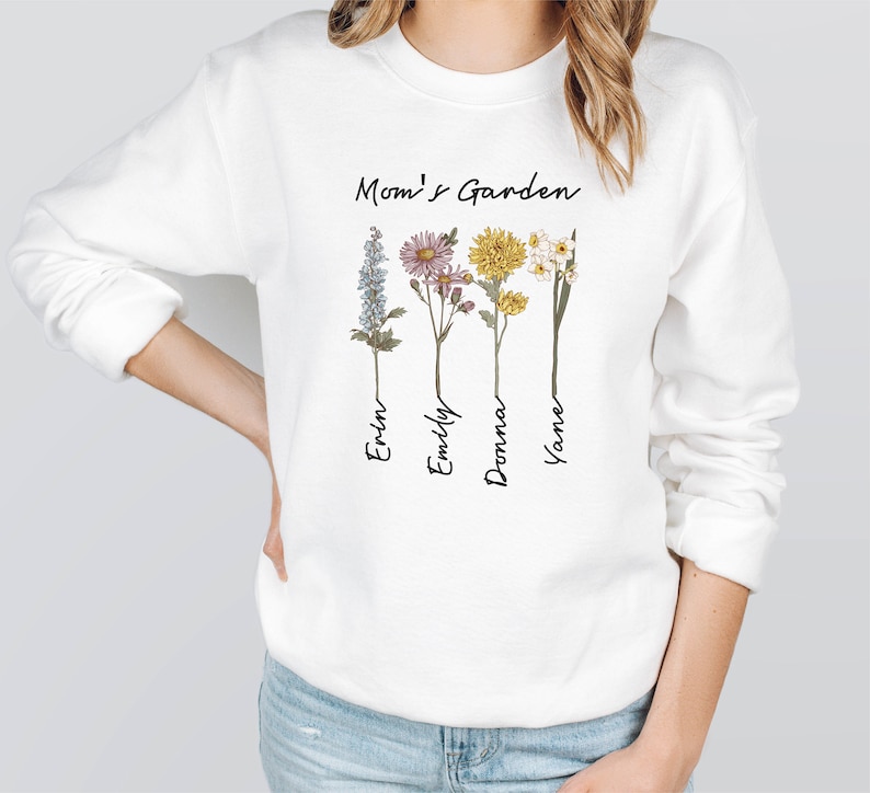 Custom Birthflower Grandma Sweatshirt, Personalized Garden Gift for Her