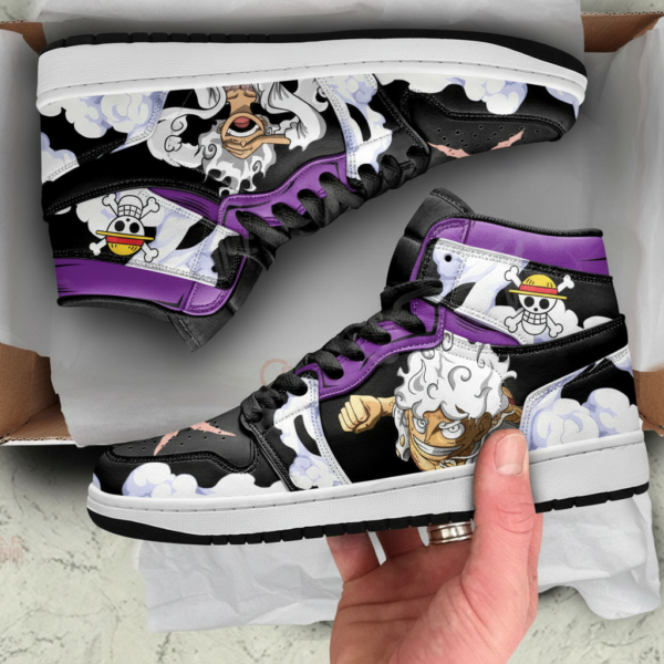 Luffy Sun God Nika High-Top Leather Sneakers For One Piece Fans