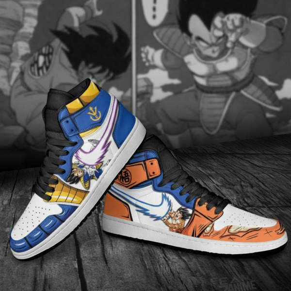 Dragon Ball Goku vs Vegeta High-Top Leather Sneakers Ki Blast Fighting