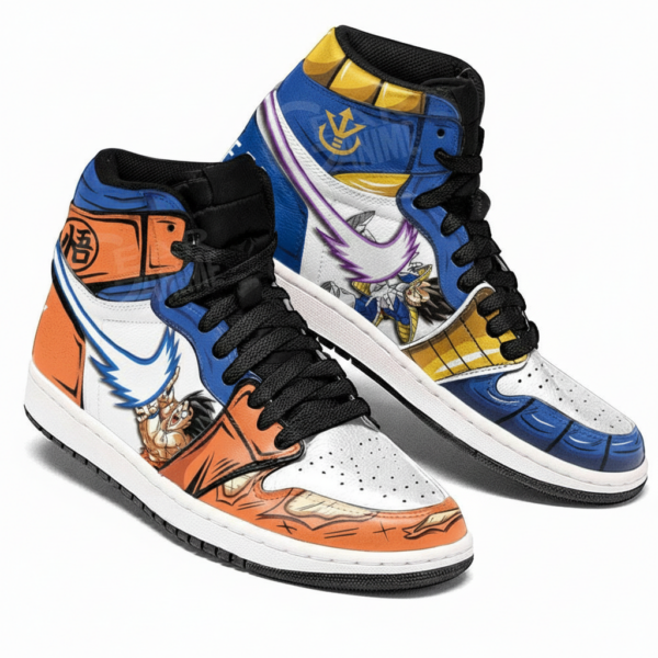 Dragon Ball Goku vs Vegeta High-Top Leather Sneakers Ki Blast Fighting