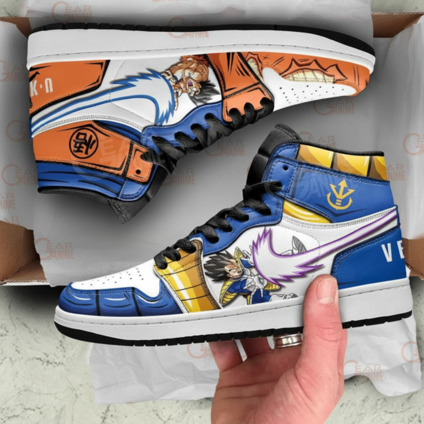 Dragon Ball Goku vs Vegeta High-Top Leather Sneakers Ki Blast Fighting