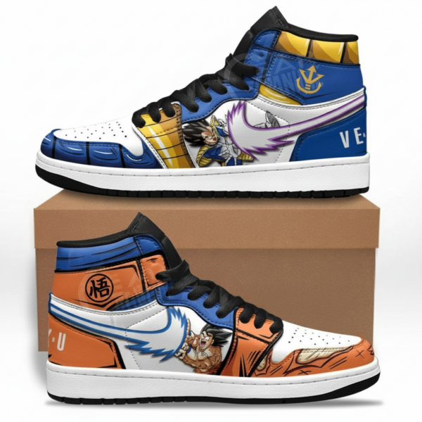 Dragon Ball Goku vs Vegeta High-Top Leather Sneakers Ki Blast Fighting