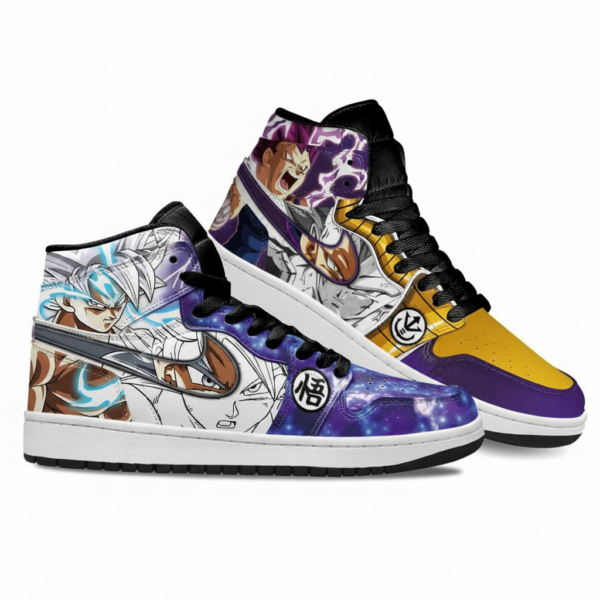 Dragon Ball High-Top Leather Sneakers Vegeta Ultra Ego vs Goku Ultra Instinct