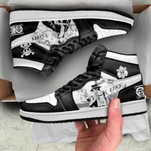 Luffy and Ace High-Top Leather Sneakers Mixed Manga For One Piece Fans
