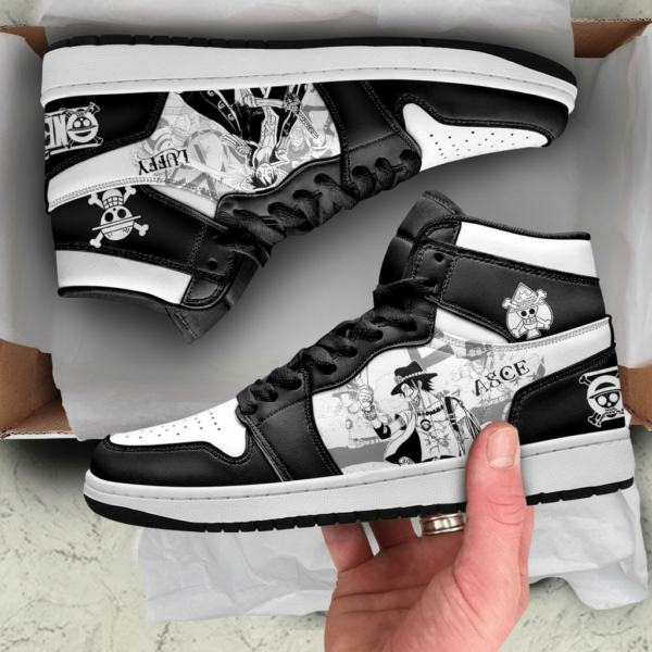 Luffy and Ace High-Top Leather Sneakers Mixed Manga For One Piece Fans