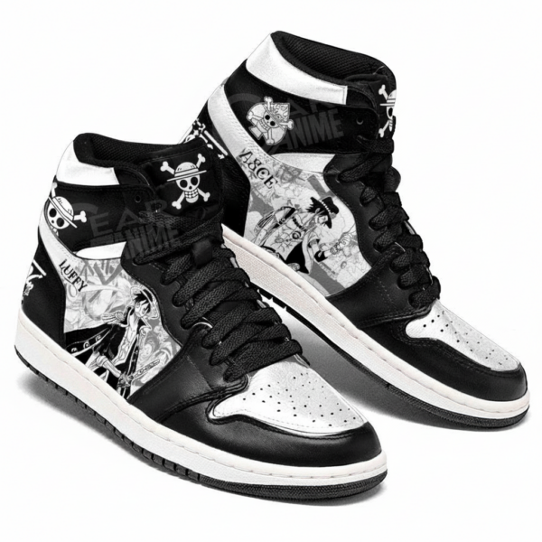 Luffy and Ace High-Top Leather Sneakers Mixed Manga For One Piece Fans
