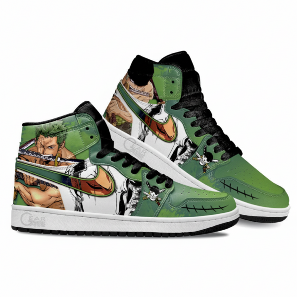 Anime Manga Roronoa Zodcstom Sneakers - Fierce Swordsman Art for Fans