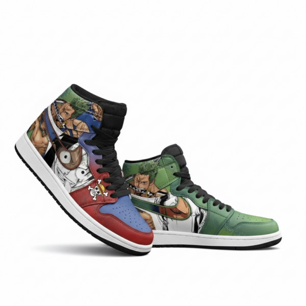 Zoro and Luffy High-Top Leather Sneakers For One Piece Fans