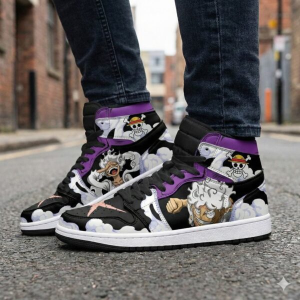 Luffy Sun God Nika High-Top Leather Sneakers For One Piece Fans