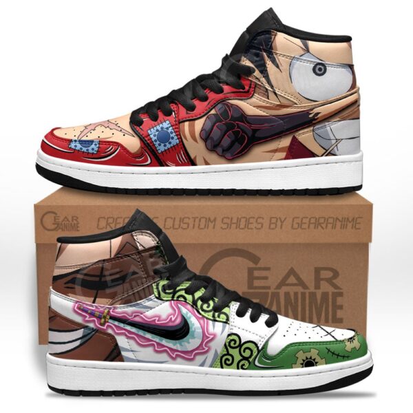 Luffy and Zoro (Wano Arc) High-Top Leather Sneakers For One Piece Fans