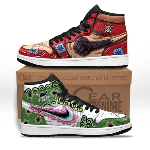 Zoro vs Luffy High-Top Leather Sneakers Haki Style For One Piece Fans