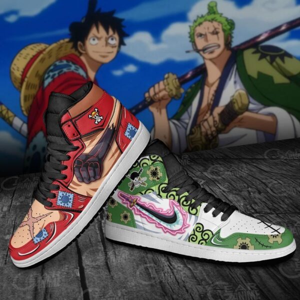 Zoro vs Luffy High-Top Leather Sneakers Haki Style For One Piece Fans