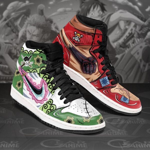 Zoro vs Luffy High-Top Leather Sneakers Haki Style For One Piece Fans