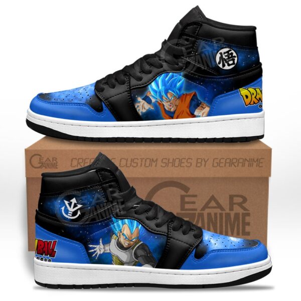 Vegeta and Goku Saiyan Blue Galaxy High-Top Leather Sneakers