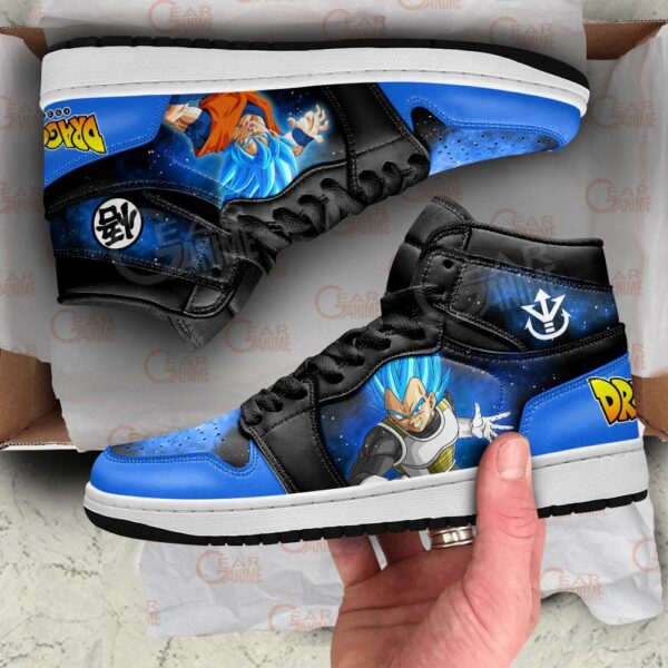 Vegeta and Goku Saiyan Blue Galaxy High-Top Leather Sneakers